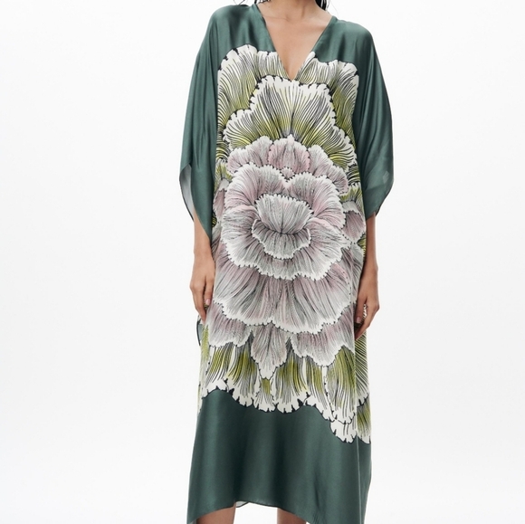 ZARA FLOWY SATIN MAXI DRESS - Picture 1 of 2